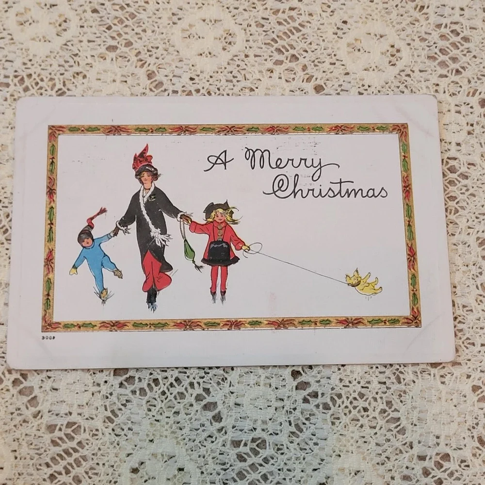 Vintage Christmas Post‎ Cards from 1900s Junk Journal Scrapbook Holiday Lot of 5